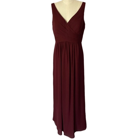 Bill Levkoff 1162 Wine Burgundy Regency Chiffon A-line Dress Bridesmaid 14 - Picture 2 of 9